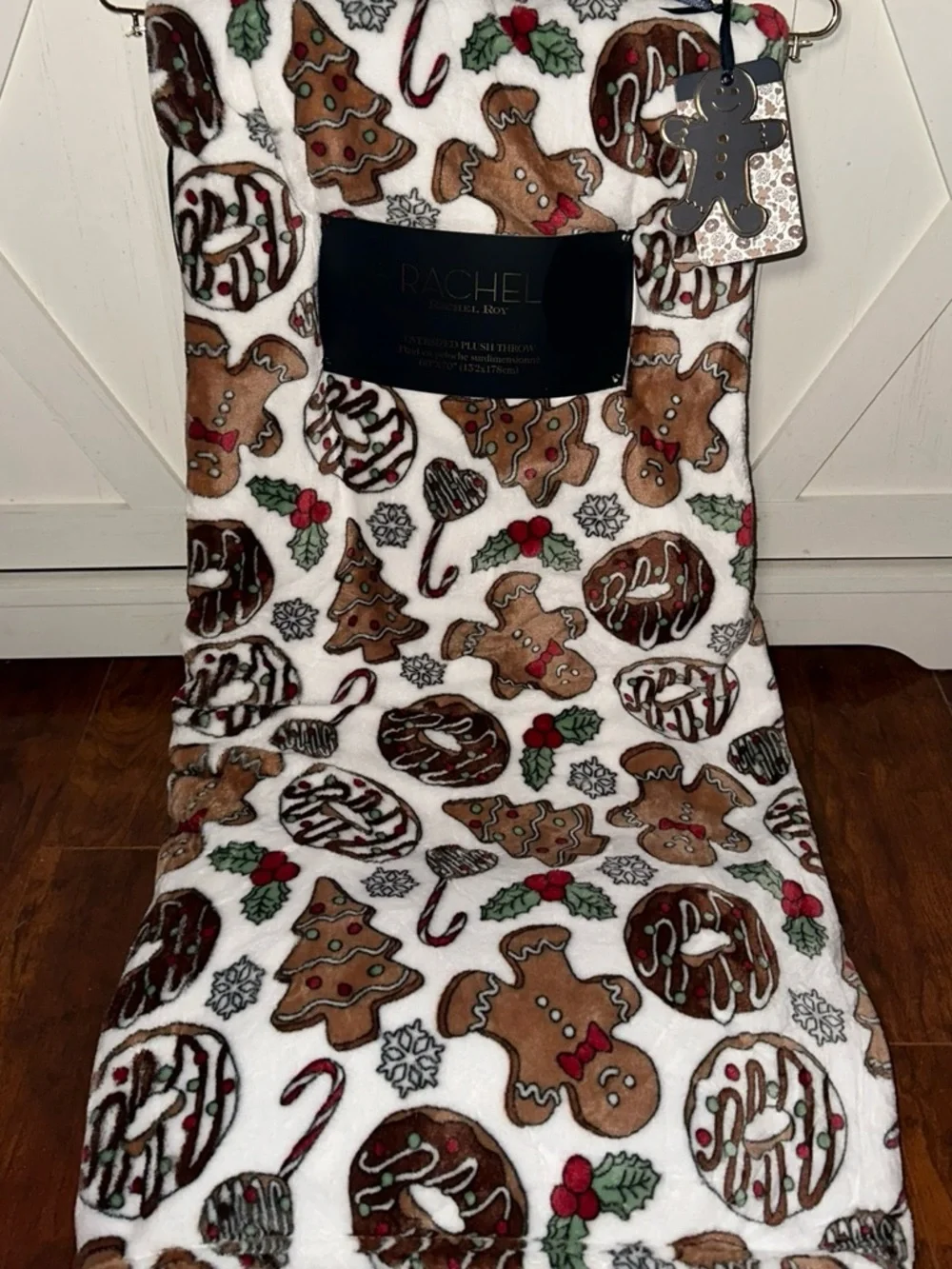 Holiday Gingerbread Man Cookie Plush Throw Blanket